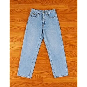 VTG 90s Unisex Wampum Jeans 30x28 Light Wash High Rise Tapered Made in Italy Mom